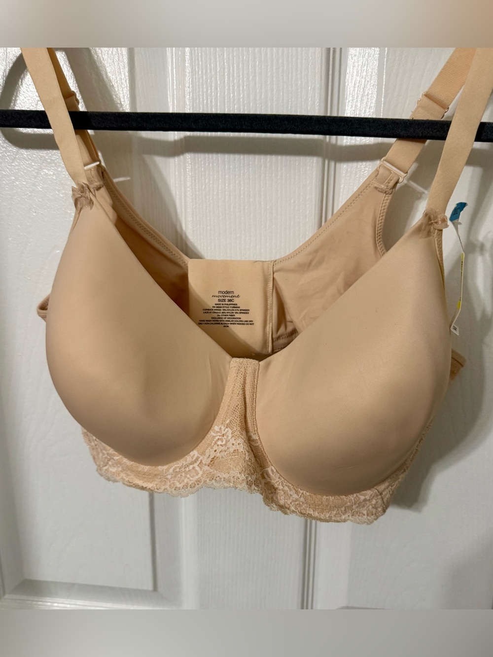 Modern Movement Nude Lace-Trim Full Coverage Underwire Bra Size 38C